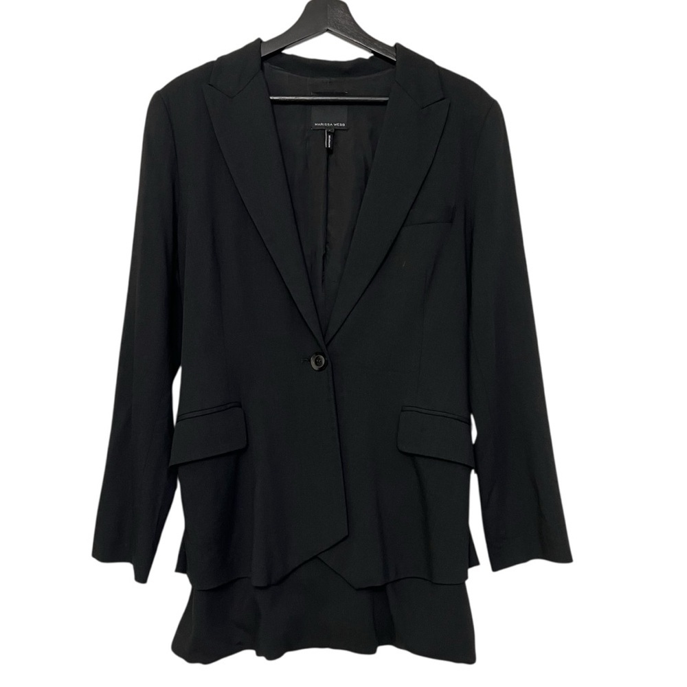 Marissa Webb Nadeem Wool Blend Blazer Black Large Contemporary Minimalist Modern